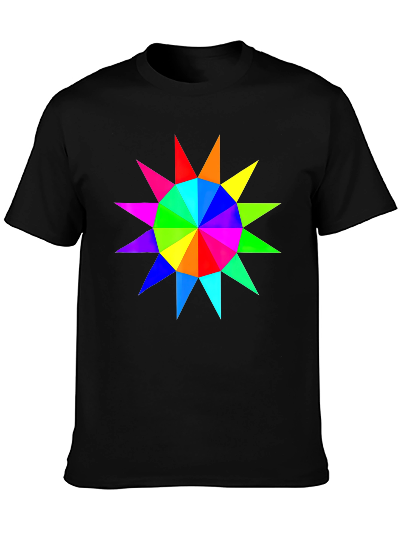 Rainbow Starburst Graphic Black T-Shirt