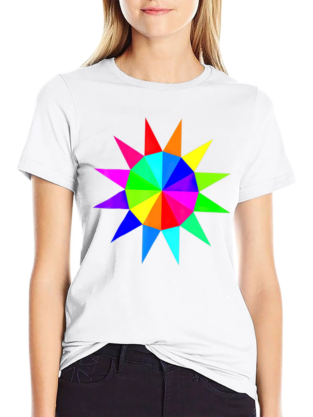 Rainbow Starburst Graphic Black T-Shirt