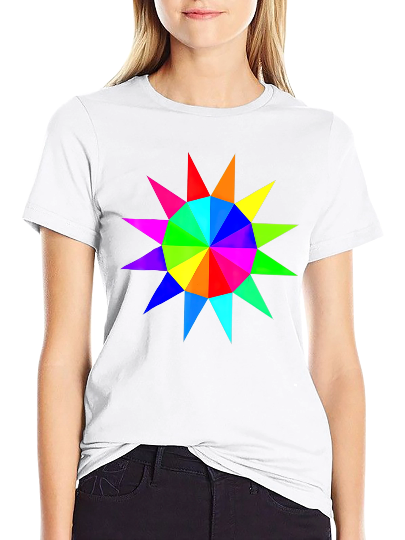 Rainbow Starburst Graphic Black T-Shirt