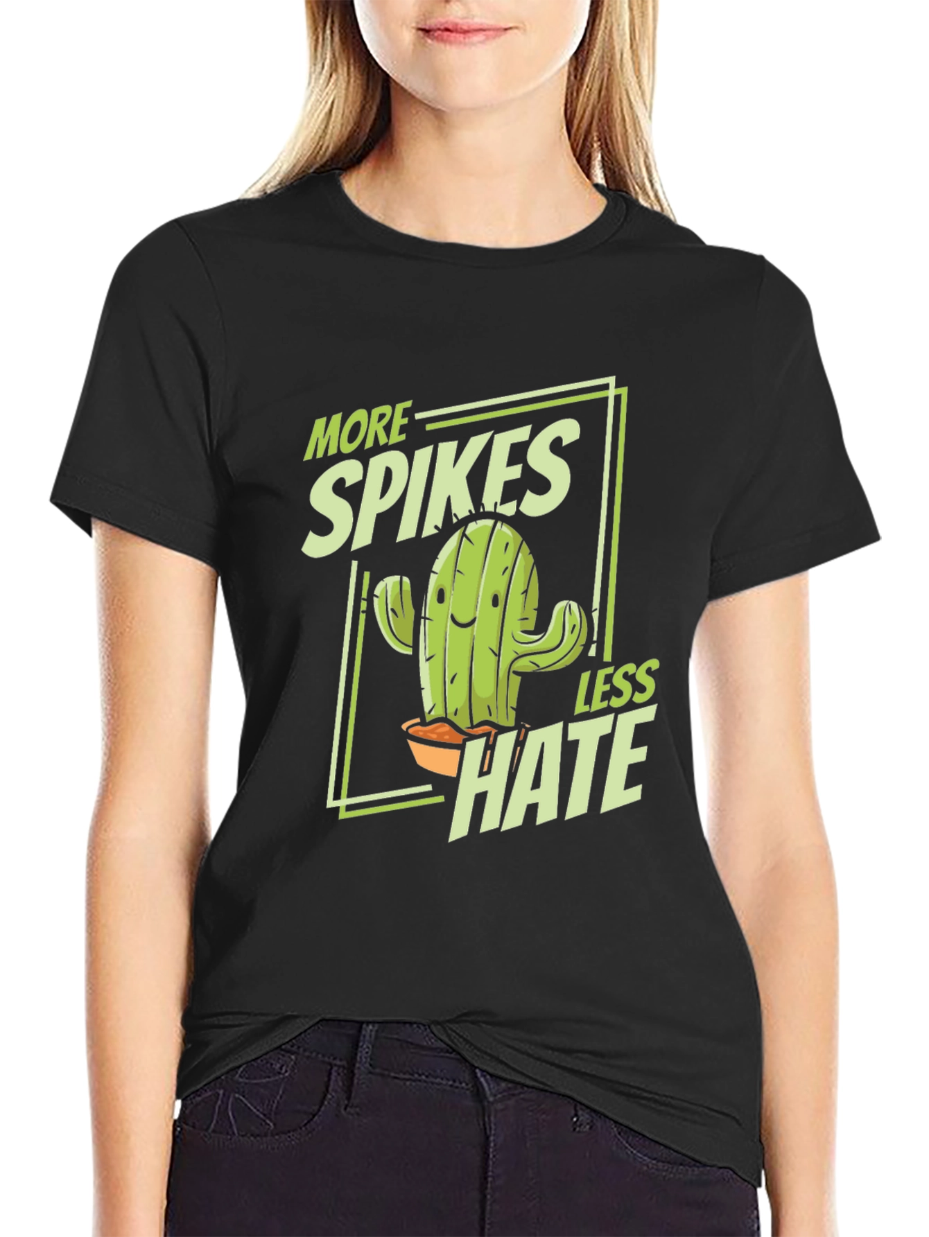 More Spikes Less Hate Black Graphic Tee