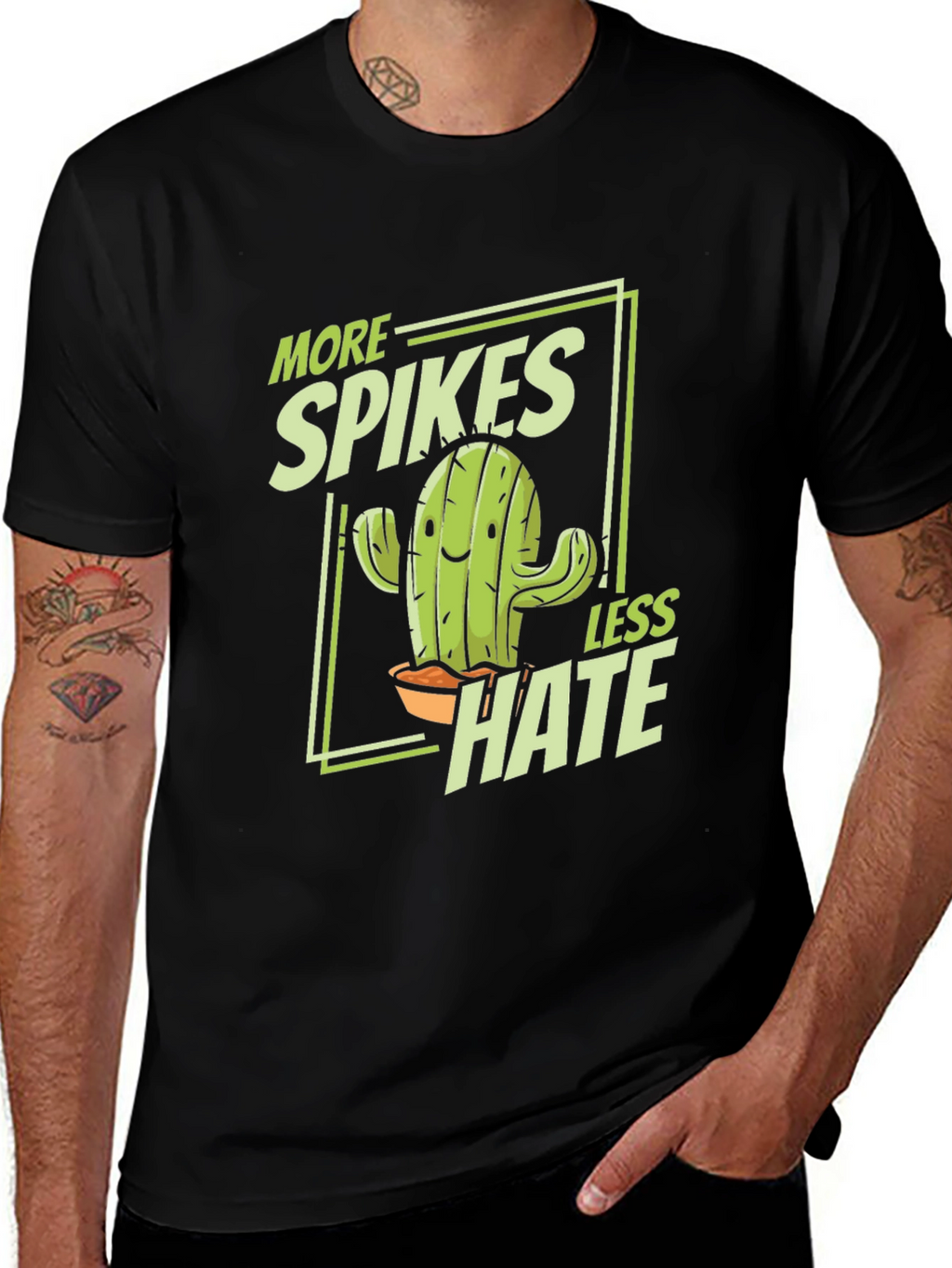 More Spikes Less Hate Black Graphic Tee