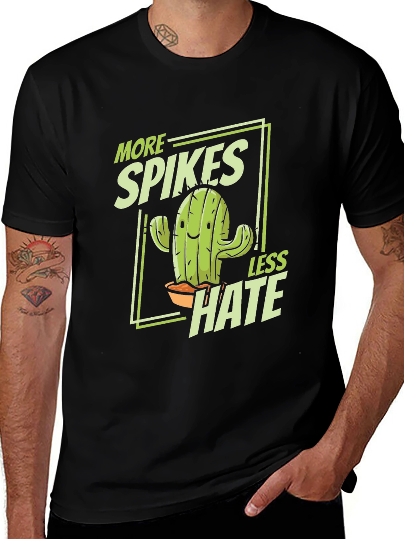 More Spikes Less Hate Black Graphic Tee
