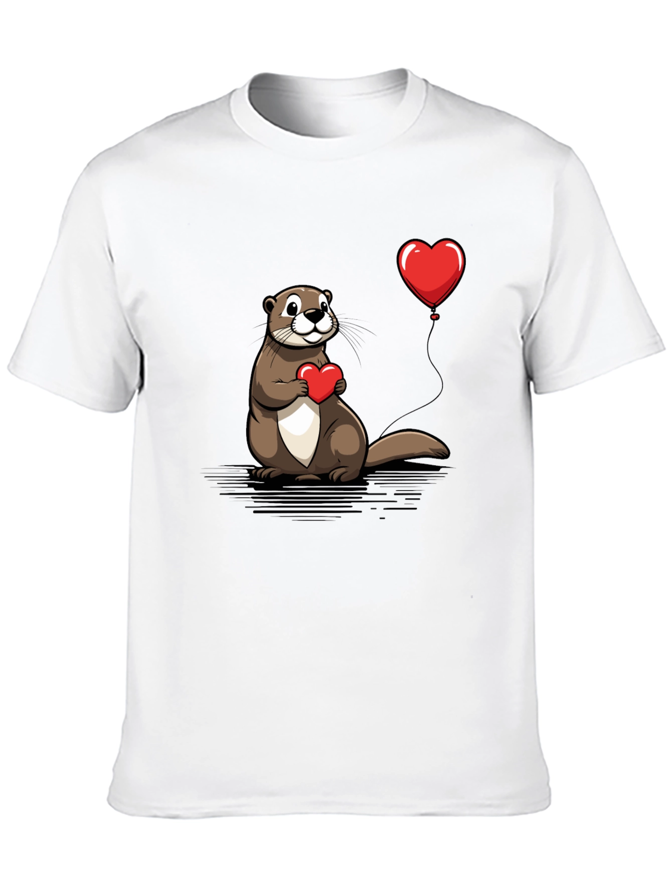 Otter Love T-Shirt - Heart Balloon Graphic Tee