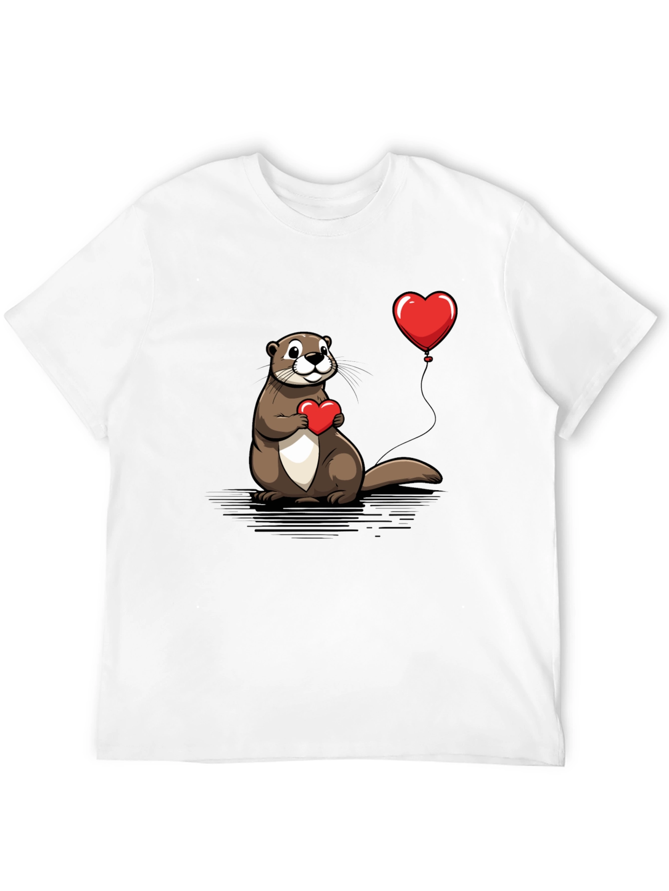 Otter Love T-Shirt - Heart Balloon Graphic Tee