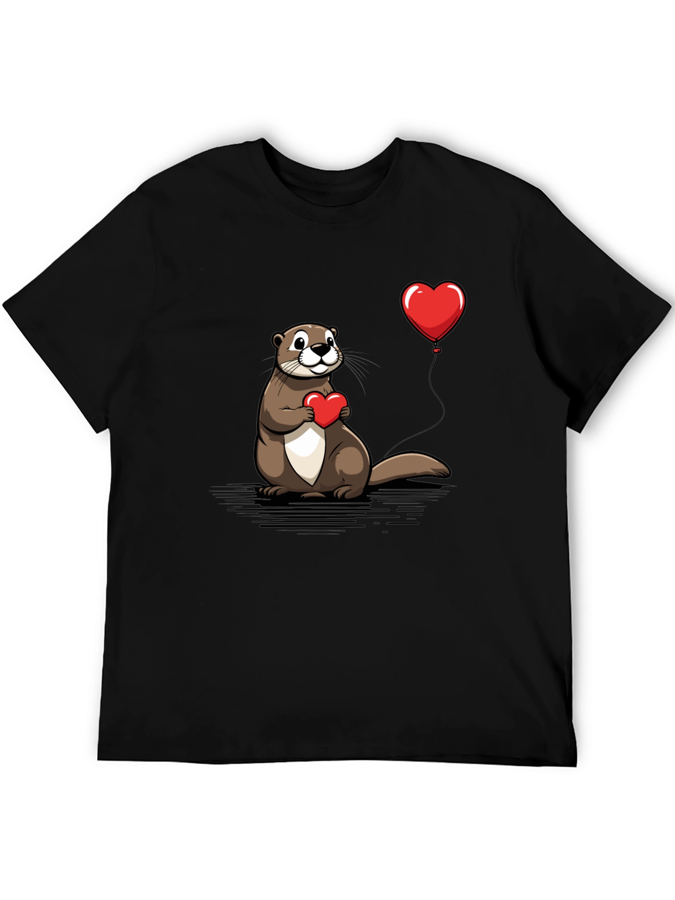 Otter Love T-Shirt - Heart Balloon Graphic Tee