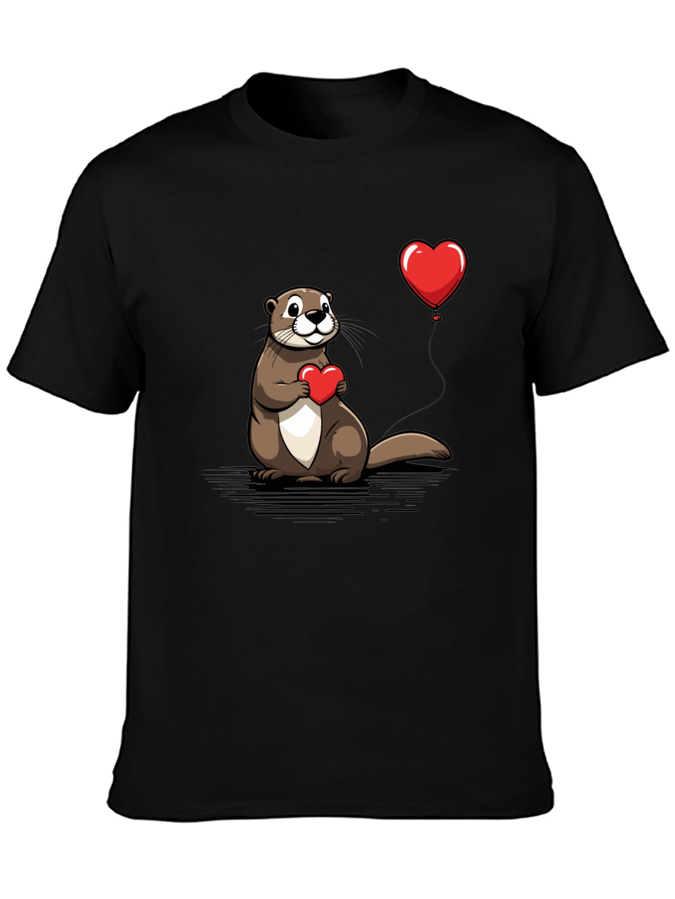 Otter Love T-Shirt - Heart Balloon Graphic Tee