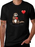 Otter Love T-Shirt - Heart Balloon Graphic Tee