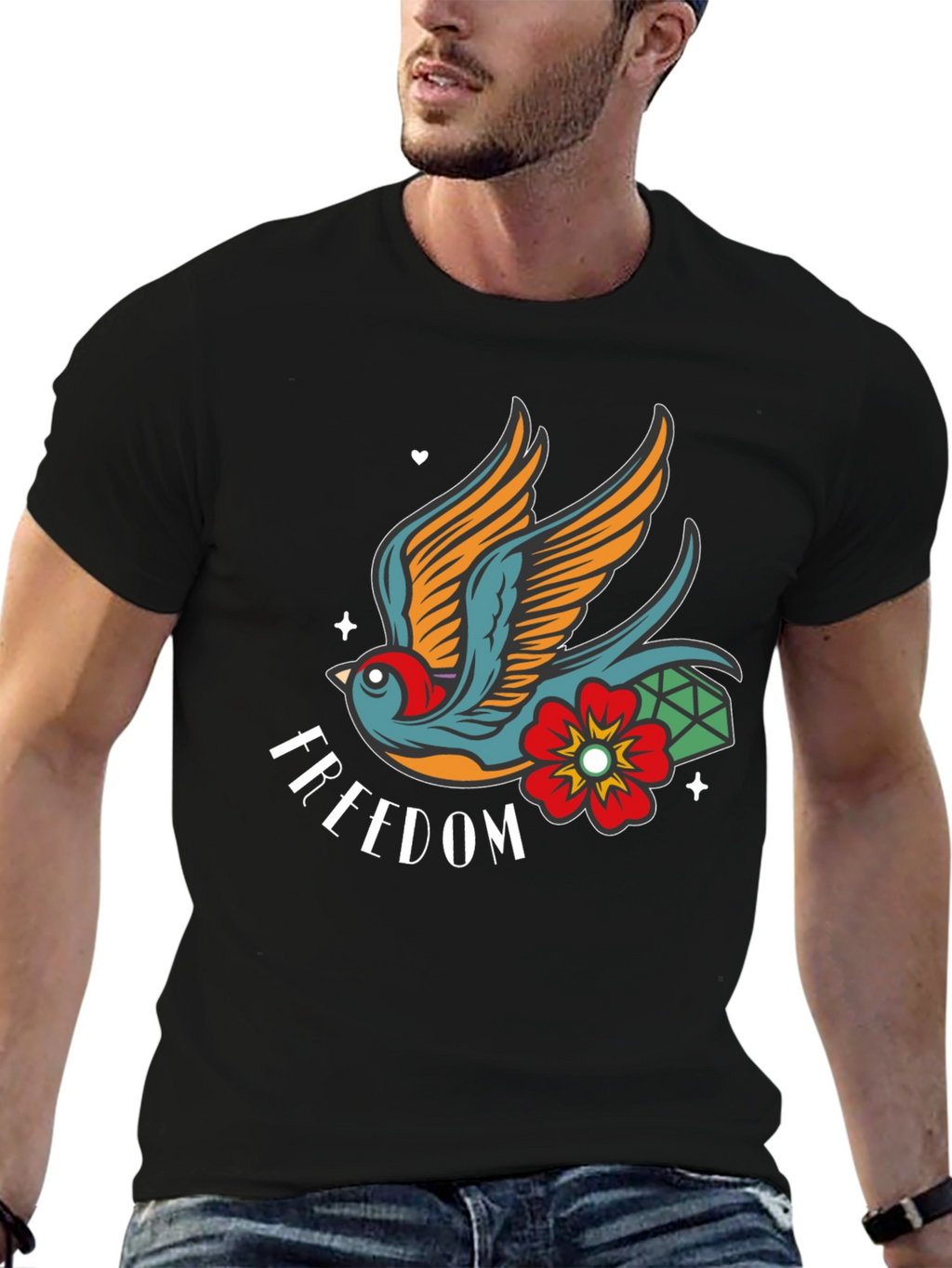 Freedom Bird Graphic Tee - Classic Tattoo Style