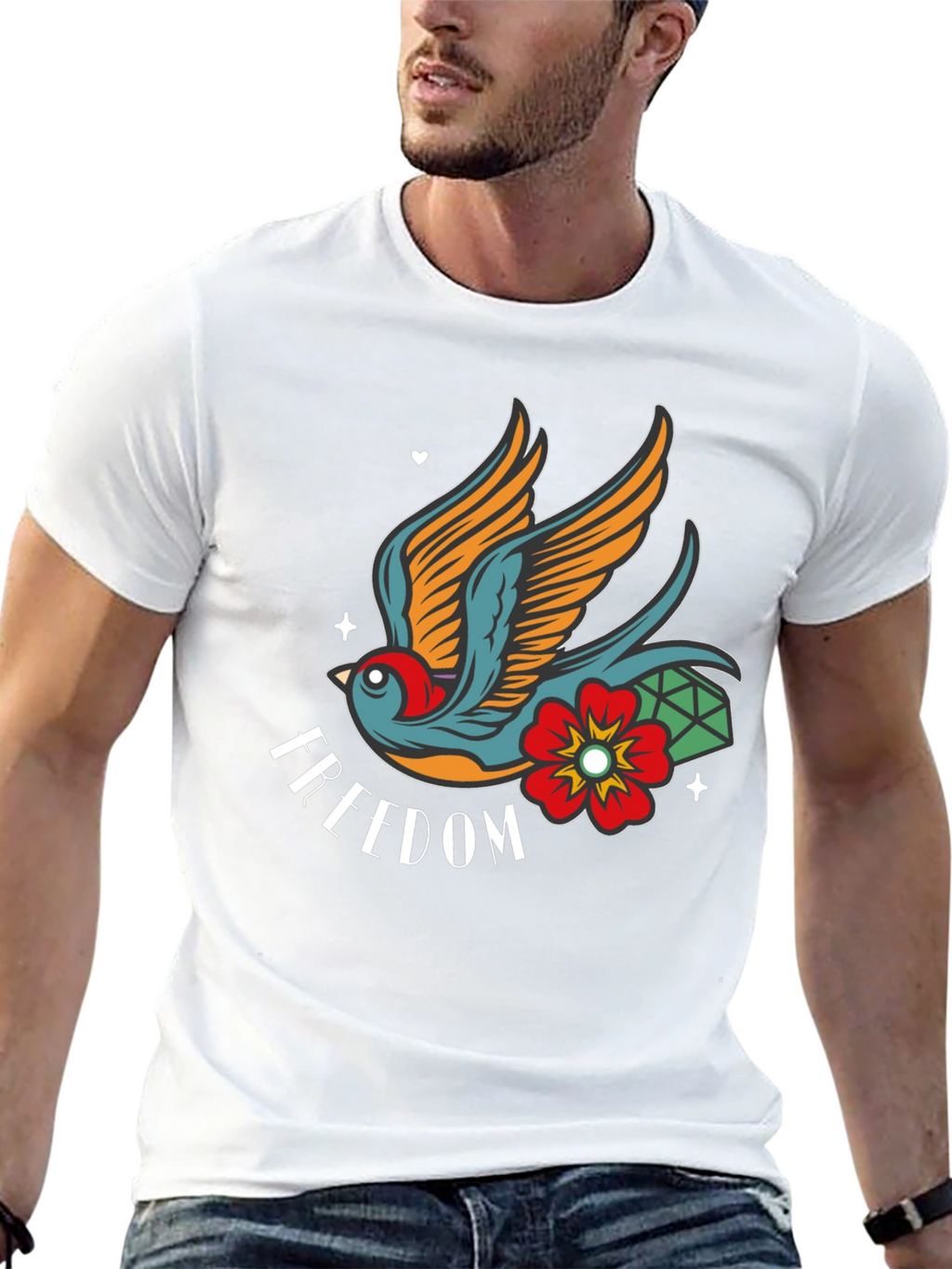 Freedom Bird Graphic Tee - Classic Tattoo Style