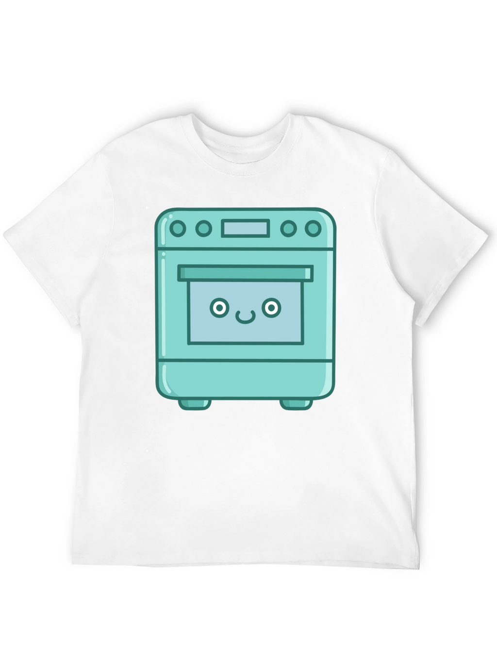Cute Oven Cartoon Graphic T-Shirt - Black