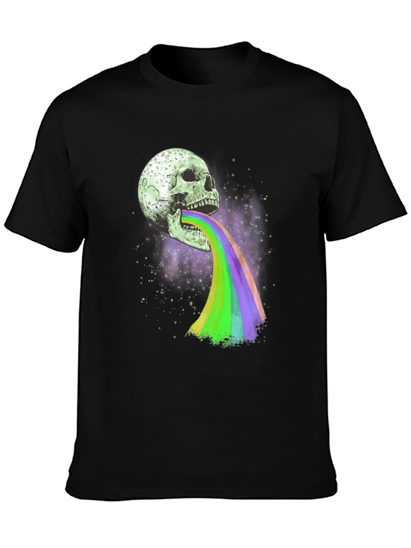 Skull Rainbow Vomit Graphic T-Shirt
