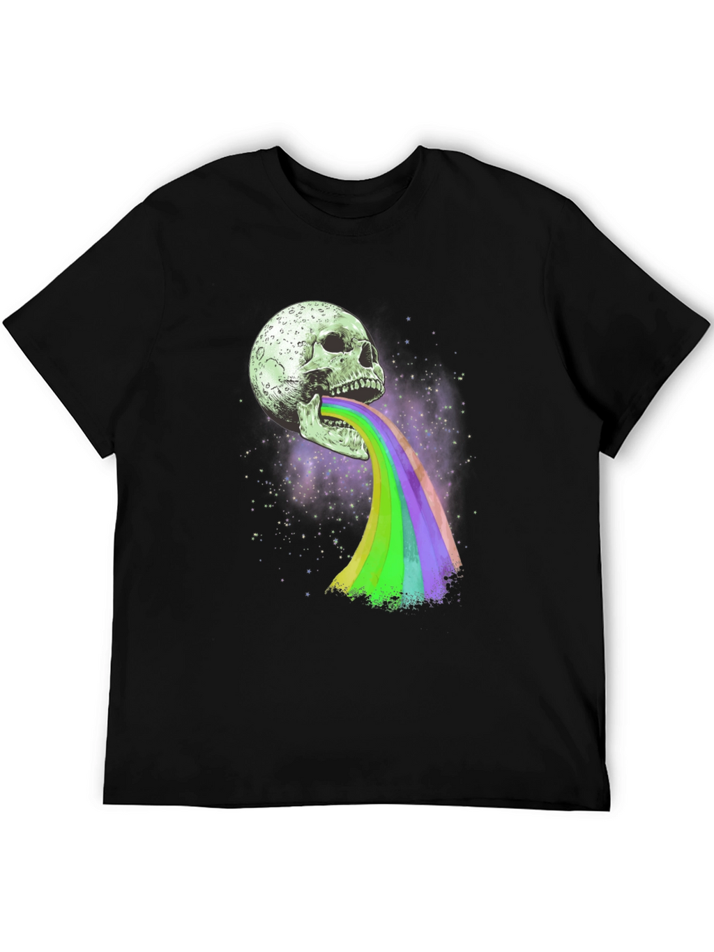 Skull Rainbow Vomit Graphic T-Shirt