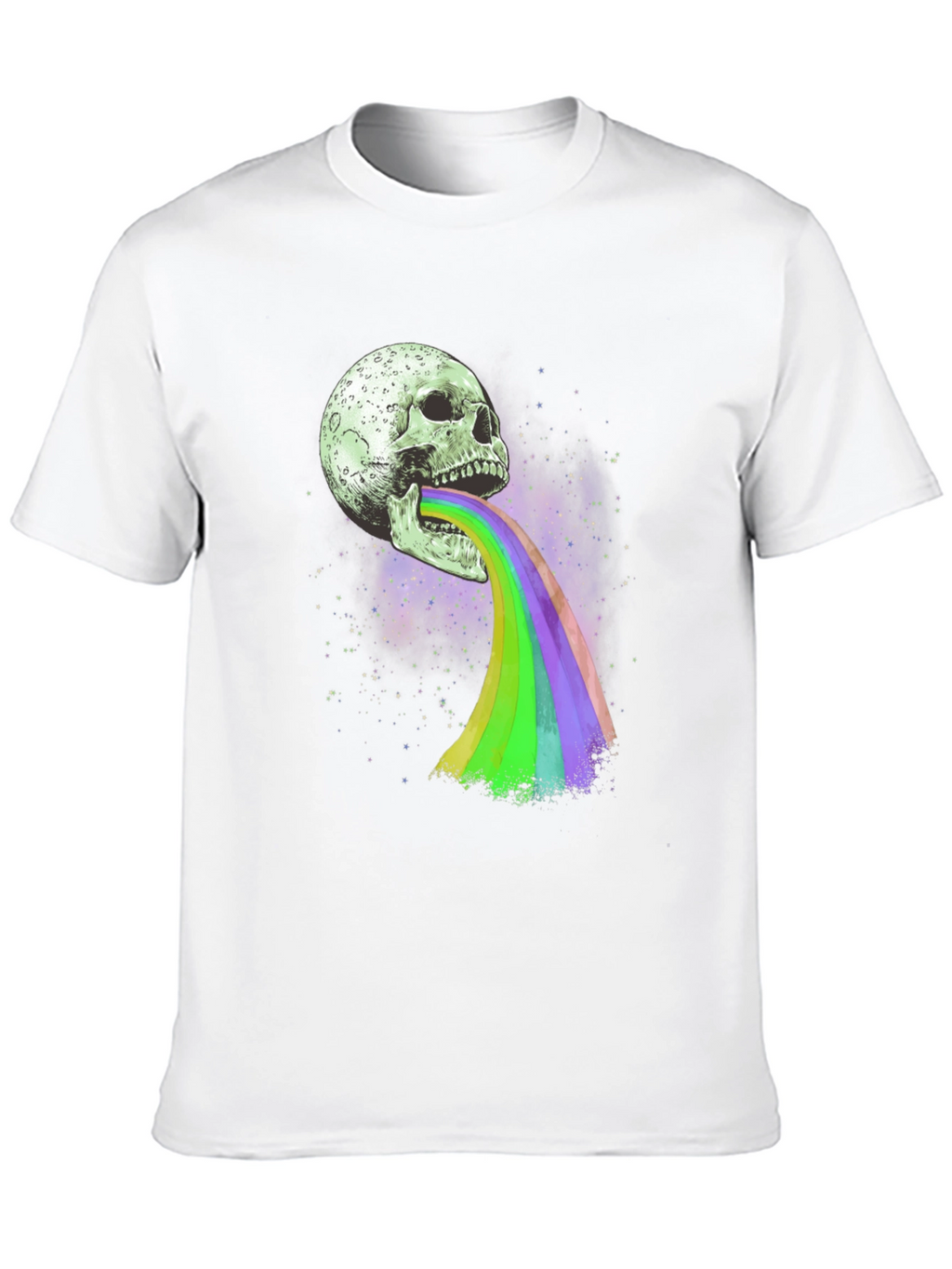 Skull Rainbow Vomit Graphic T-Shirt