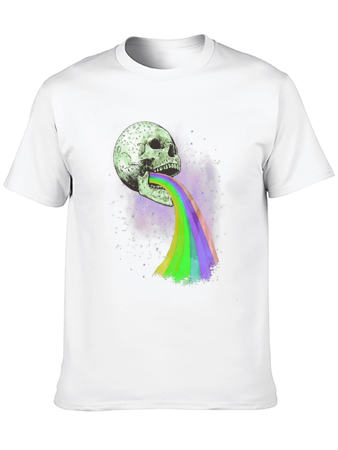 Skull Rainbow Vomit Graphic T-Shirt