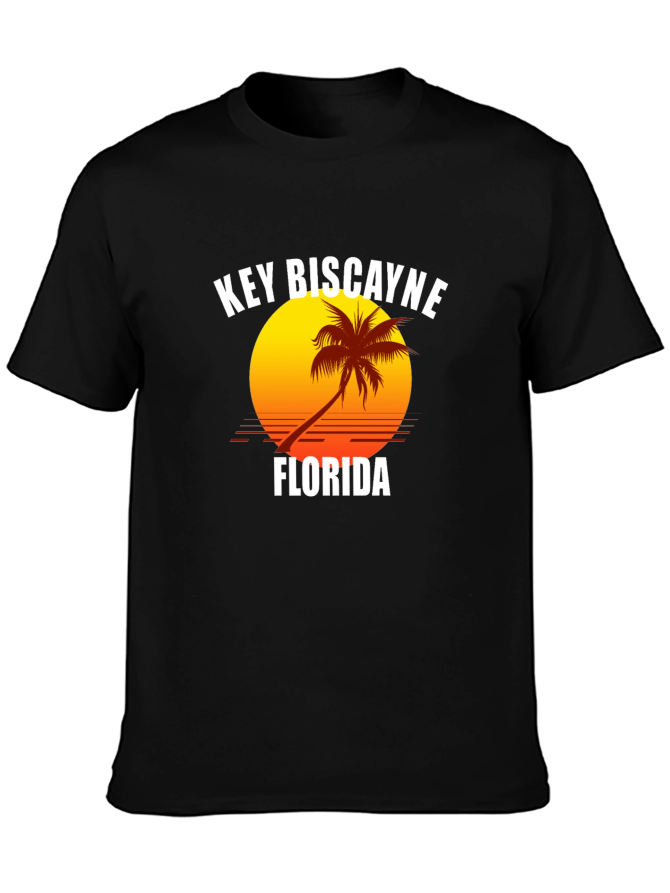Key Biscayne Florida T-Shirt - Tropical Palm Tree Sunset