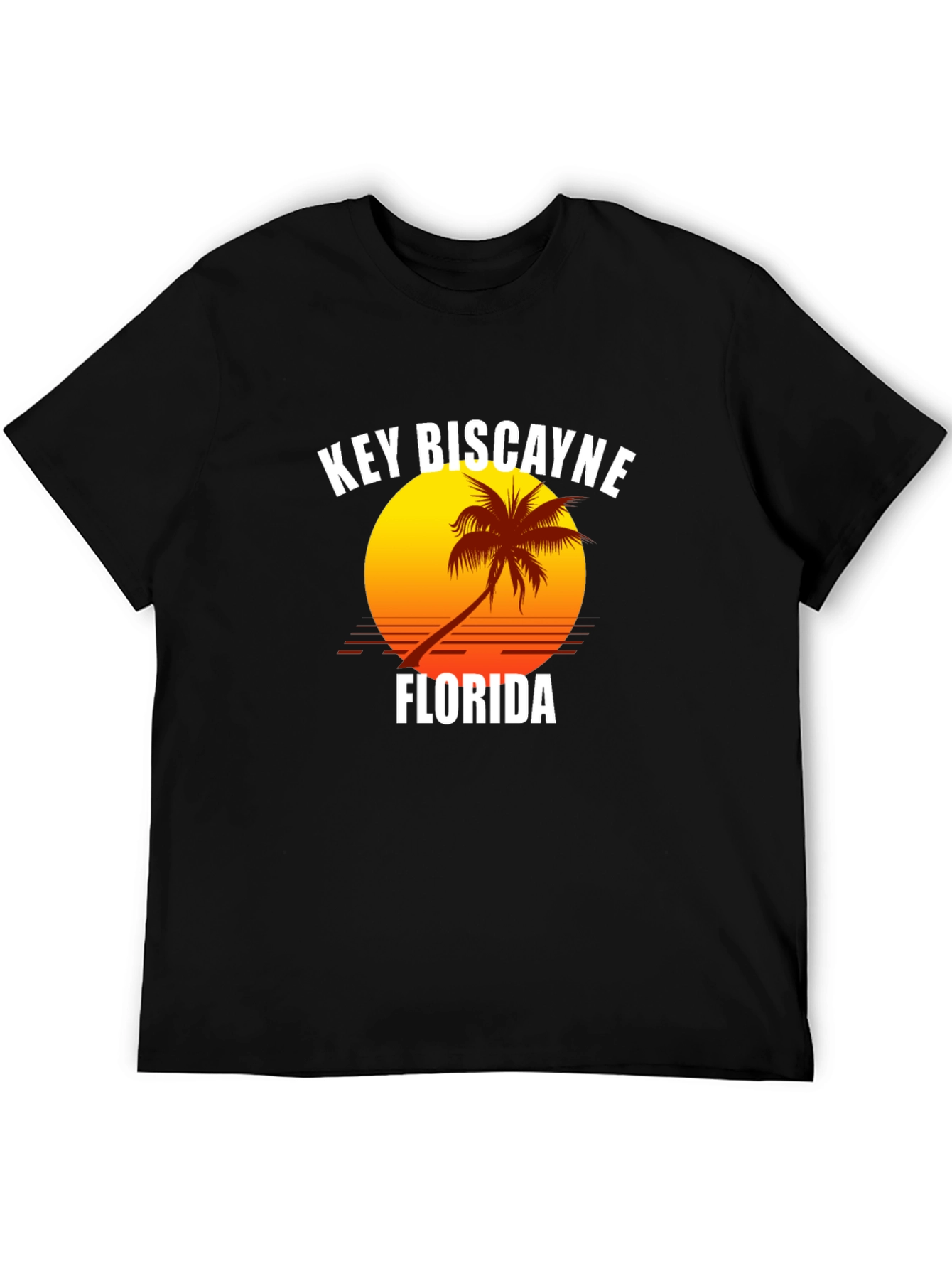 Key Biscayne Florida T-Shirt - Tropical Palm Tree Sunset