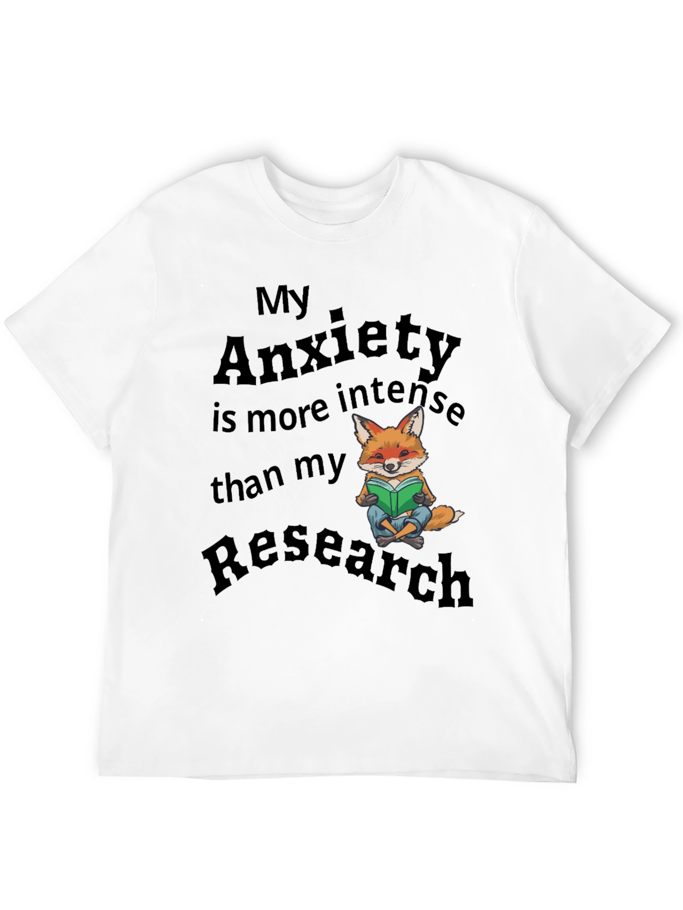 Anxiety Research T-Shirt Fox Design Novelty Tee