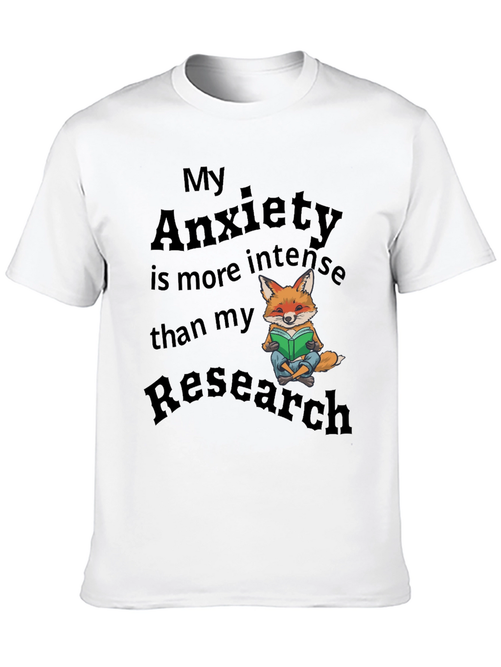 Anxiety Research T-Shirt Fox Design Novelty Tee