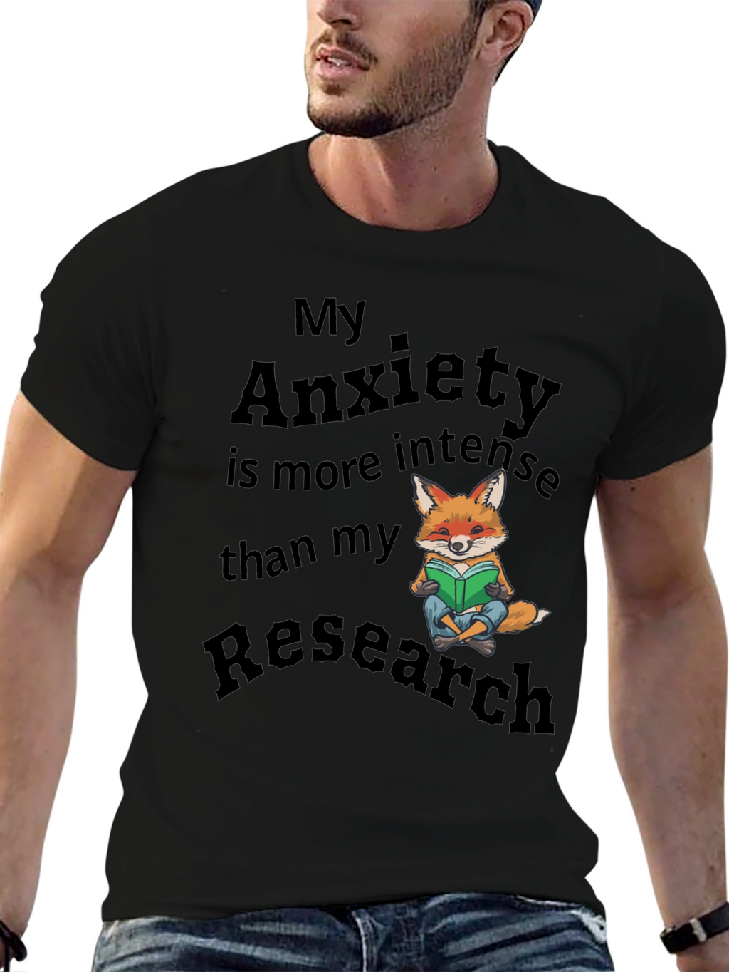 Anxiety Research T-Shirt Fox Design Novelty Tee