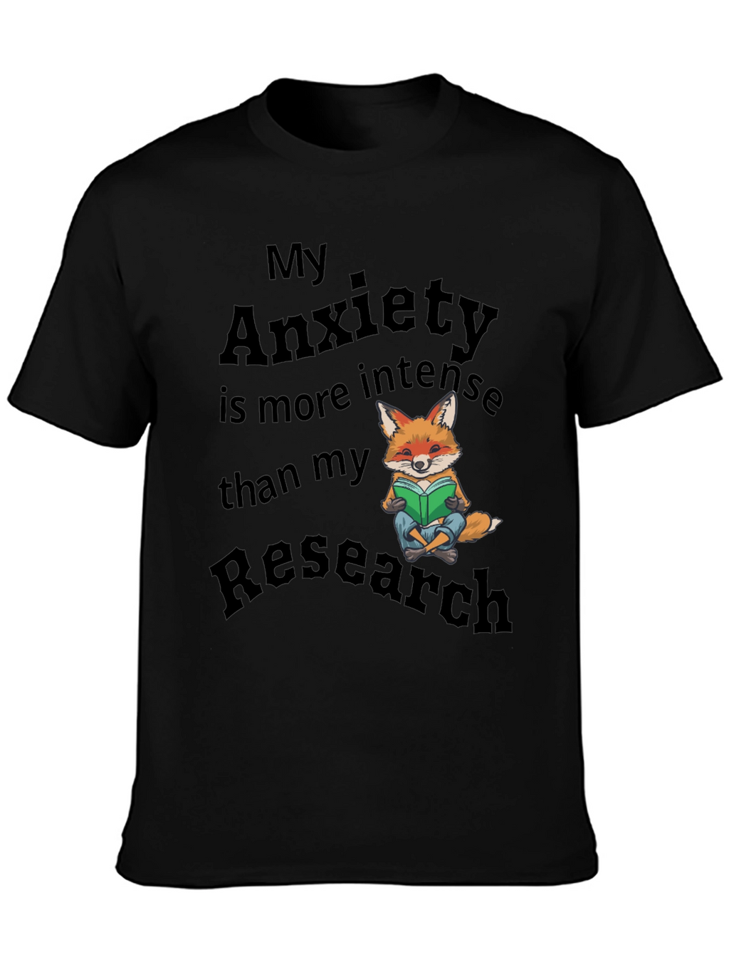 Anxiety Research T-Shirt Fox Design Novelty Tee