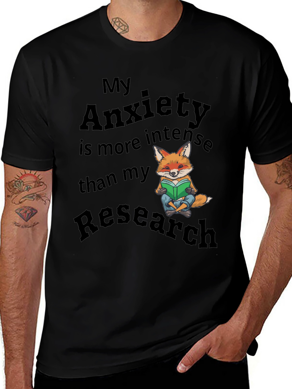 Anxiety Research T-Shirt Fox Design Novelty Tee