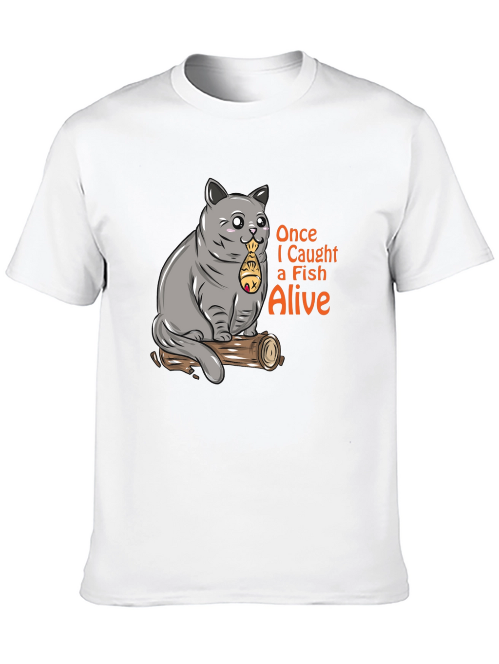 Funny Cat Caught Fish T-Shirt