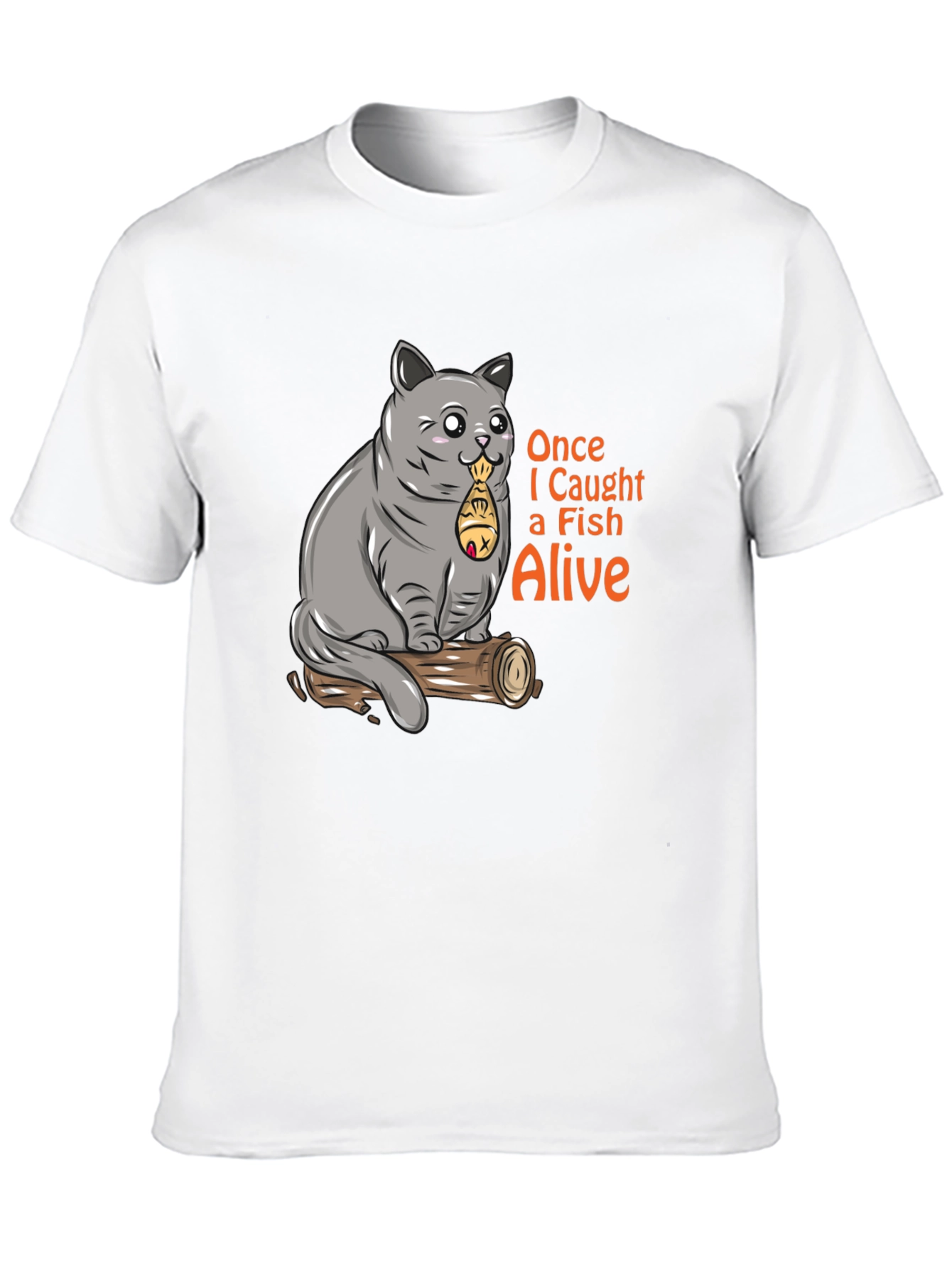 Funny Cat Caught Fish T-Shirt