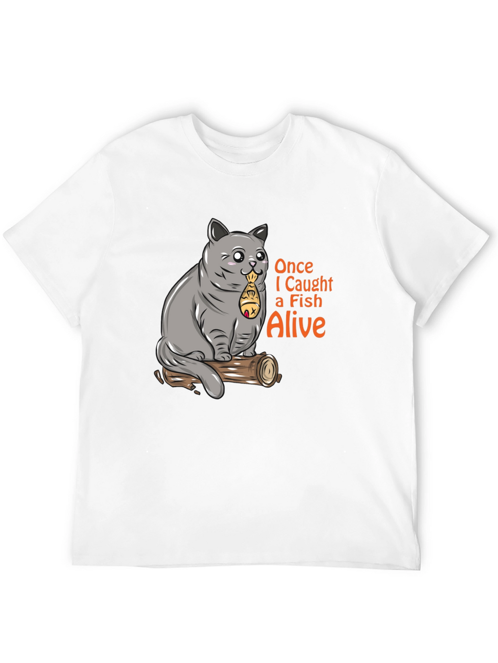 Funny Cat Caught Fish T-Shirt