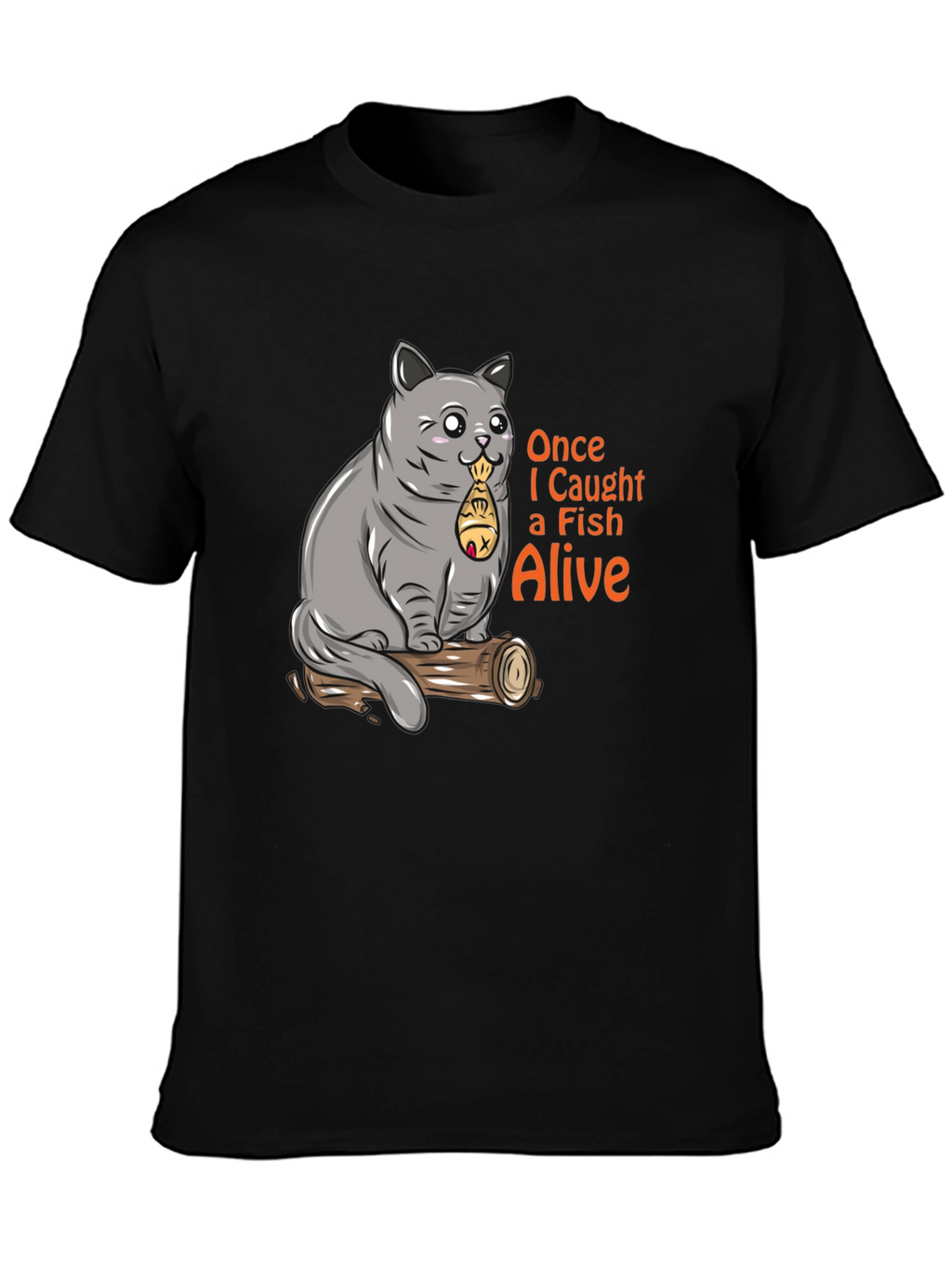 Funny Cat Caught Fish T-Shirt