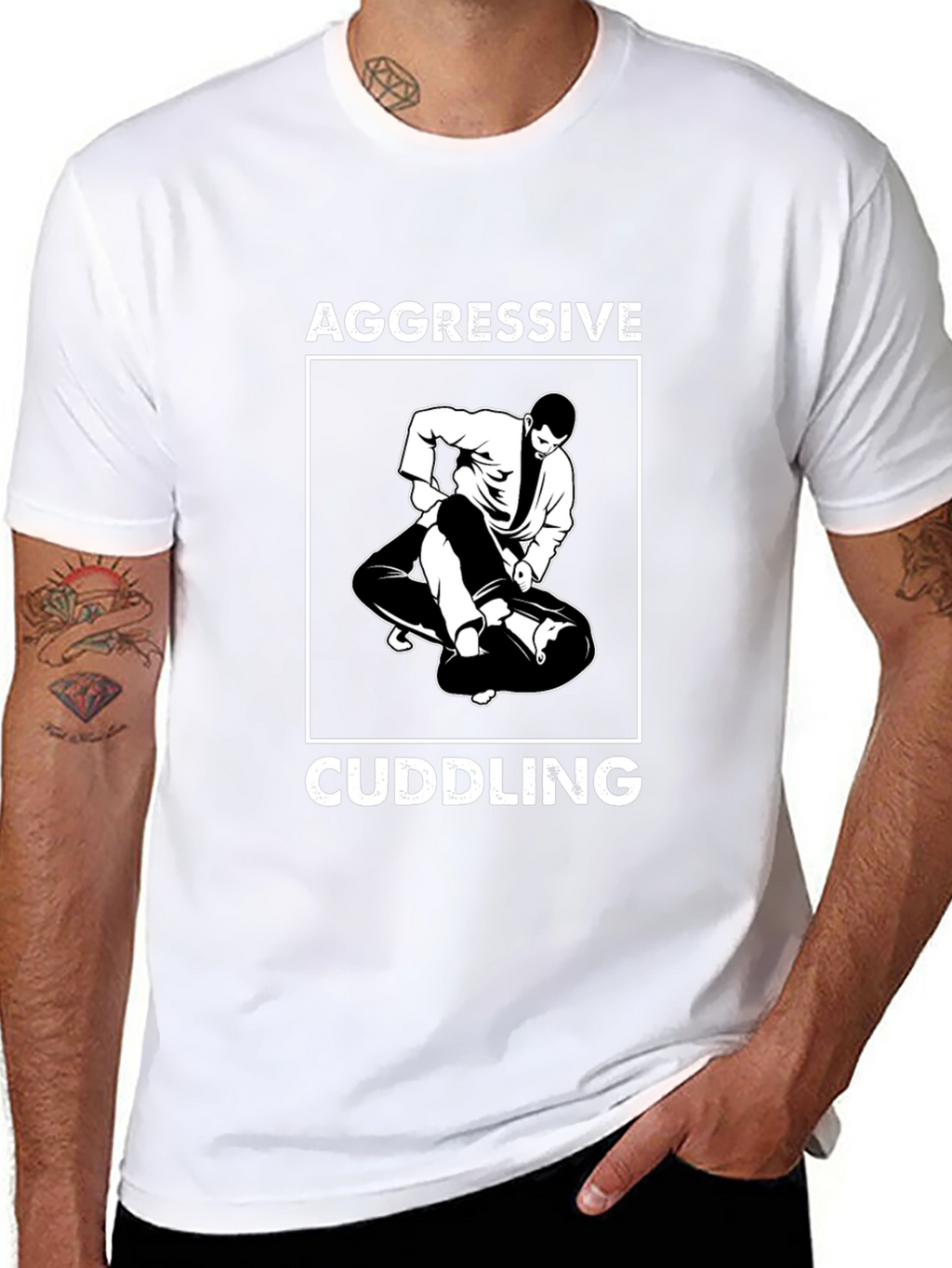 Aggressive Cuddling Black Graphic Tee