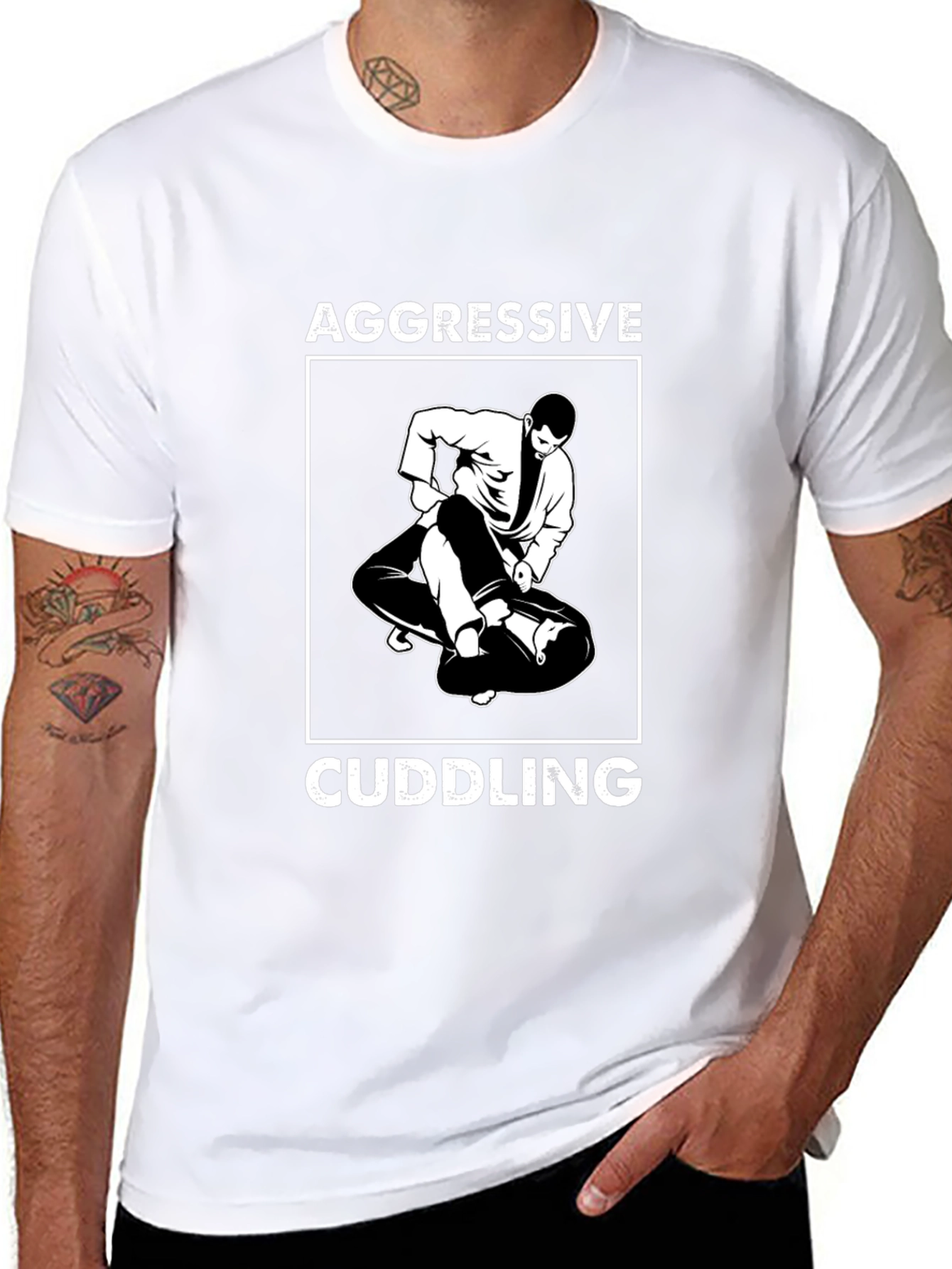 Aggressive Cuddling Black Graphic Tee