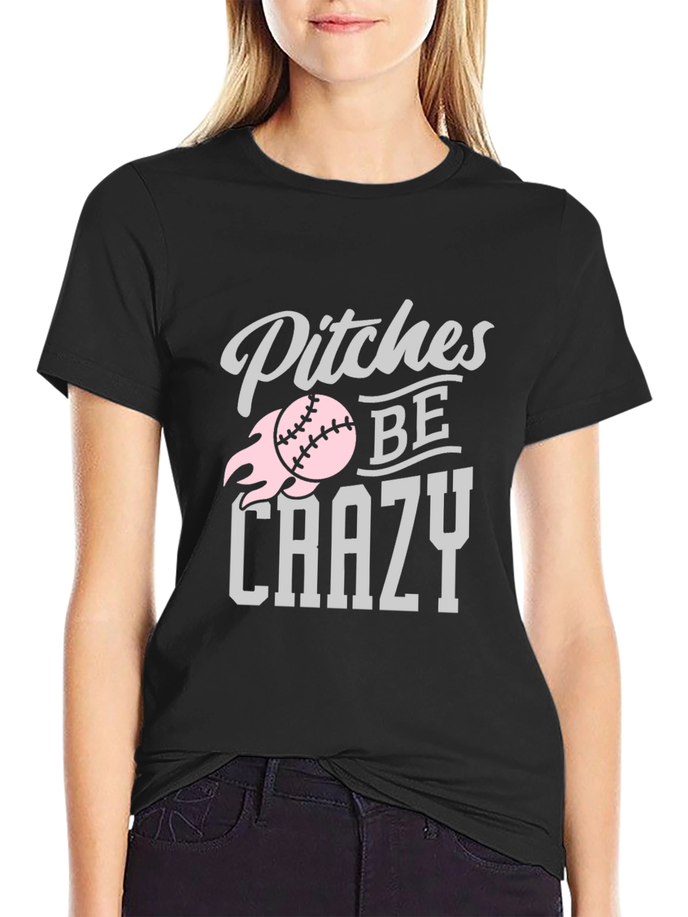 Pitches Be Crazy Baseball Graphic T-Shirt