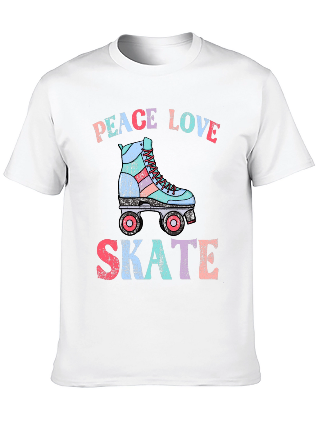 Peace Love Skate T-Shirt Retro Roller Skate Graphic Tee
