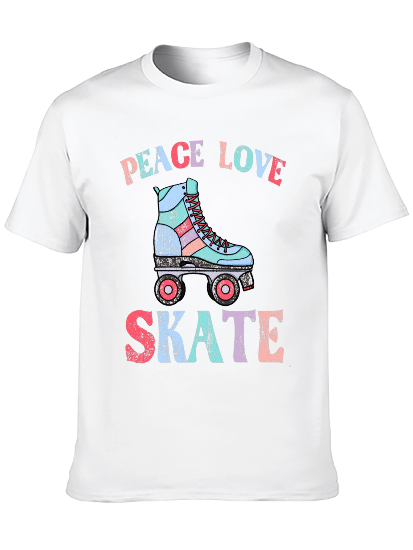 Peace Love Skate T-Shirt Retro Roller Skate Graphic Tee