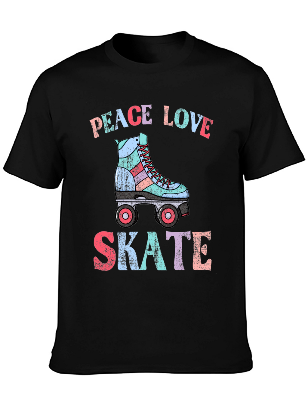Peace Love Skate T-Shirt Retro Roller Skate Graphic Tee