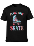 Peace Love Skate T-Shirt Retro Roller Skate Graphic Tee