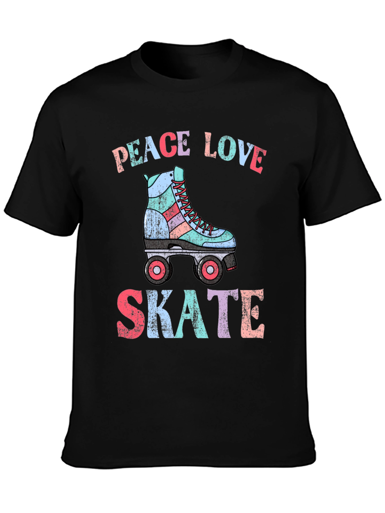 Peace Love Skate T-Shirt Retro Roller Skate Graphic Tee