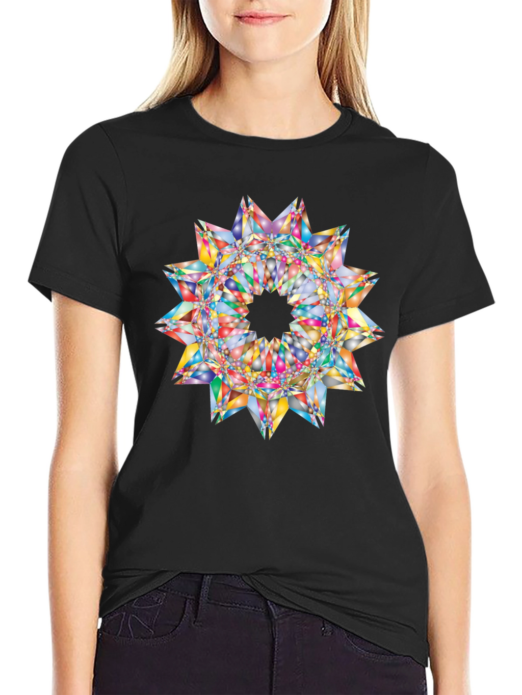 Kaleidoscope Starburst Graphic Black T-Shirt