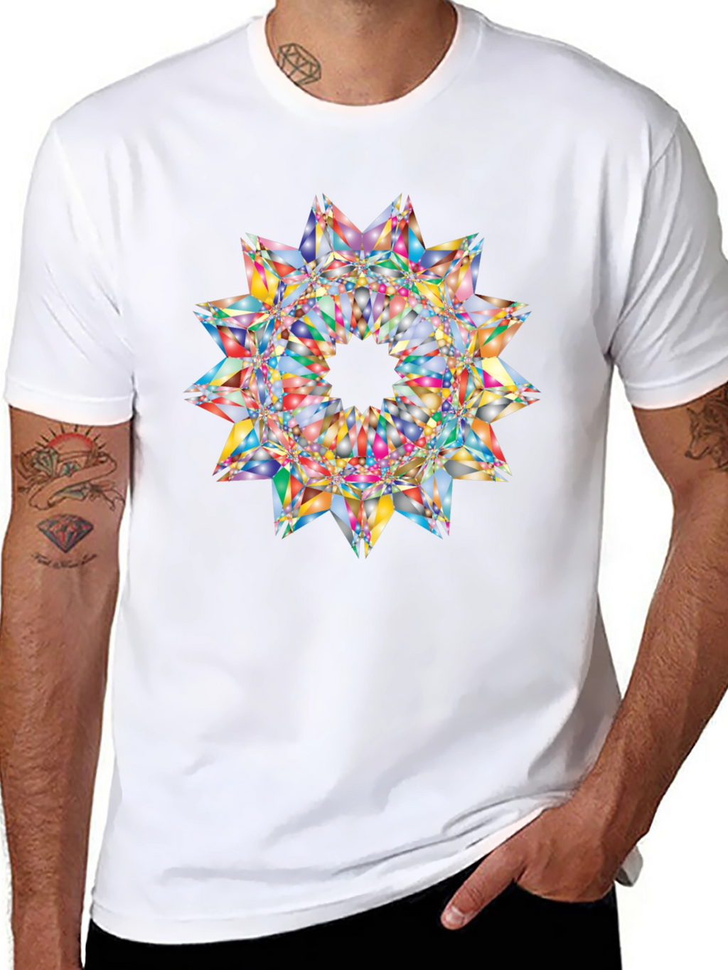 Kaleidoscope Starburst Graphic Black T-Shirt