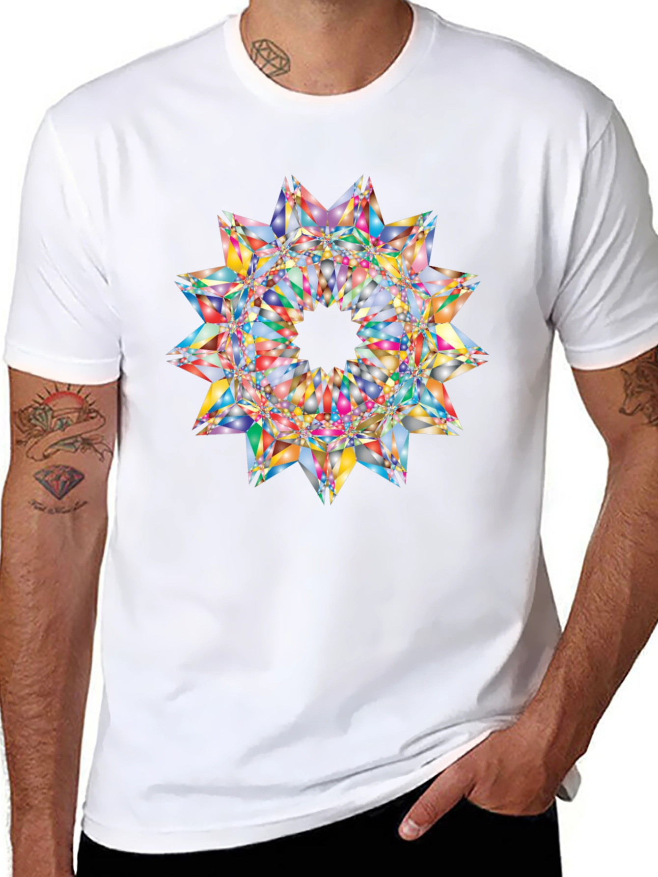Kaleidoscope Starburst Graphic Black T-Shirt