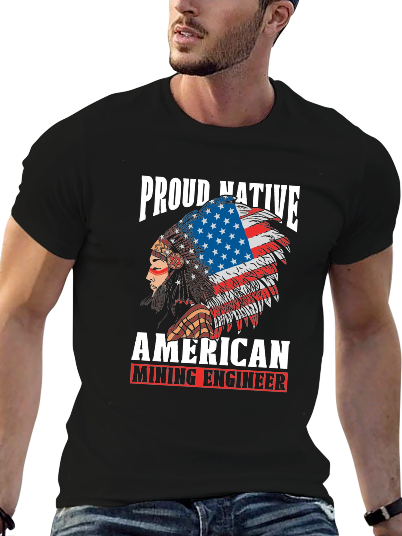 Proud Native American Mining Engineer Graphic T-Shirt