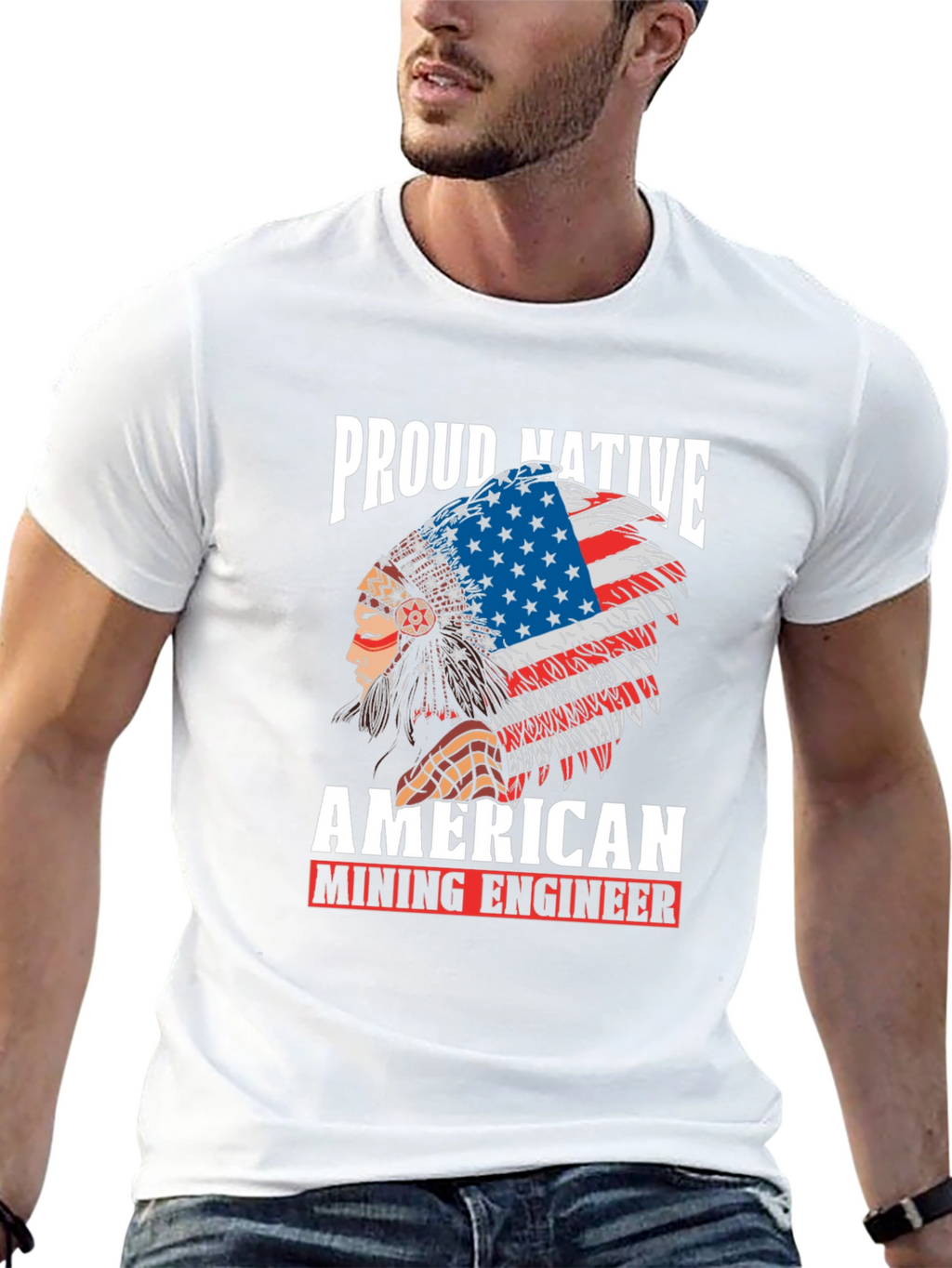 Proud Native American Mining Engineer Graphic T-Shirt