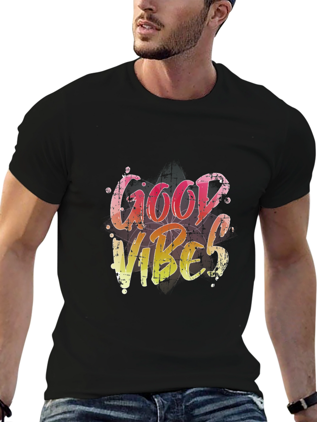 Good Vibes Graphic Tee - Black Casual T-Shirt