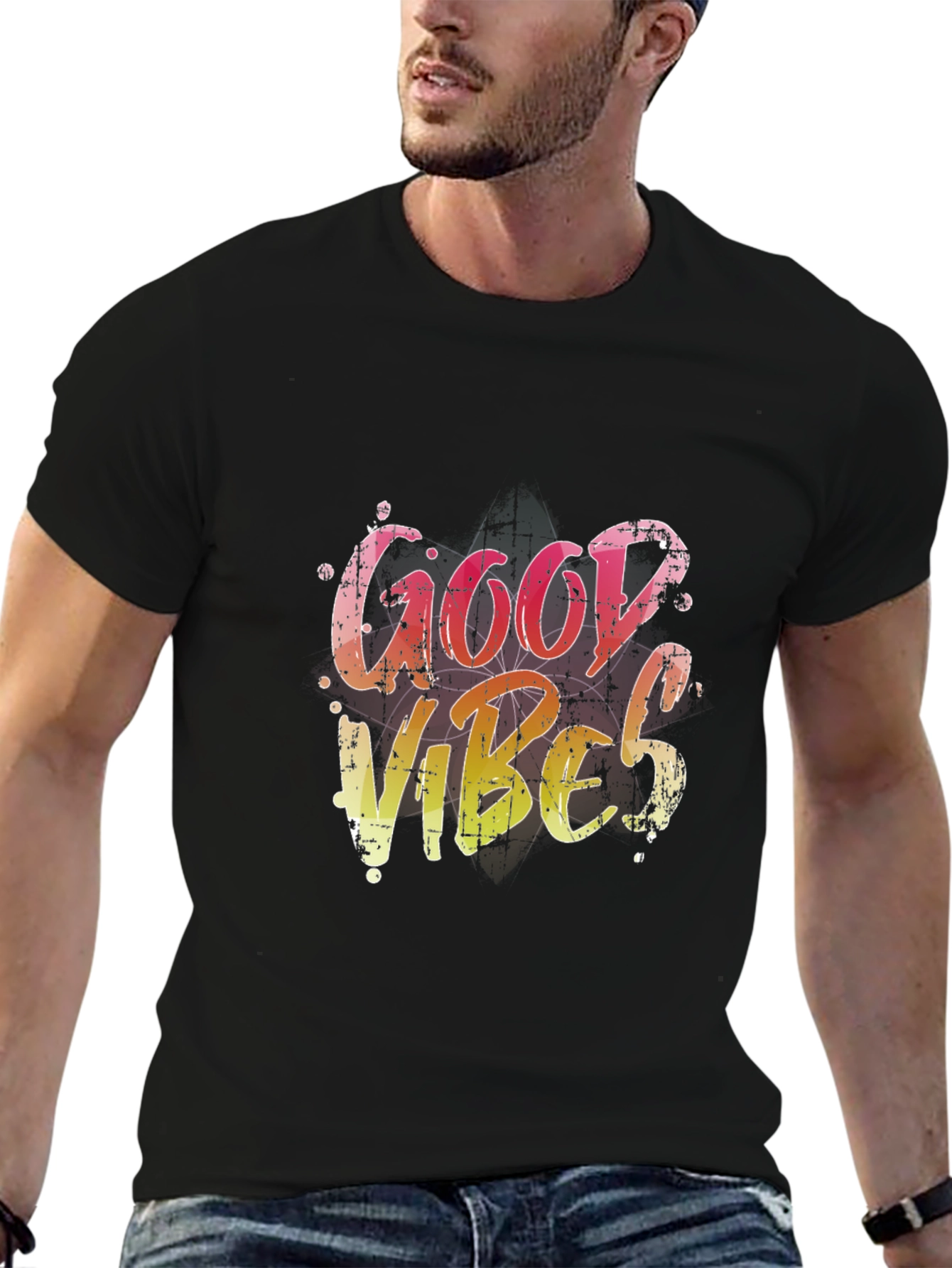 Good Vibes Graphic Tee - Black Casual T-Shirt