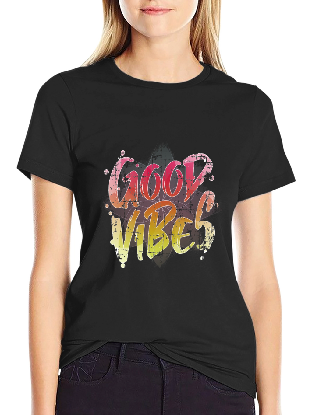 Good Vibes Graphic Tee - Black Casual T-Shirt
