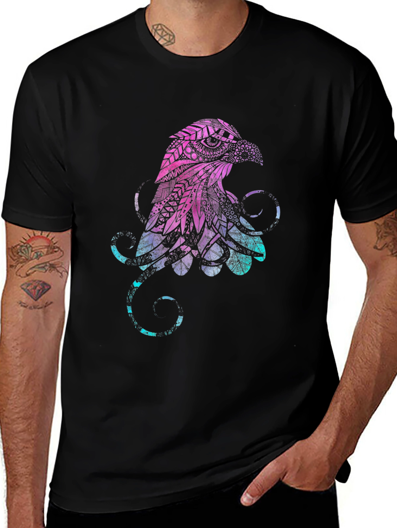 Abstract Eagle Graphic Black T-Shirt