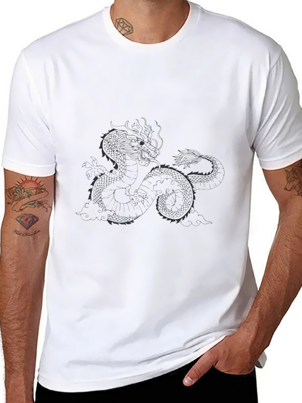 Mens Black Dragon Graphic Tee