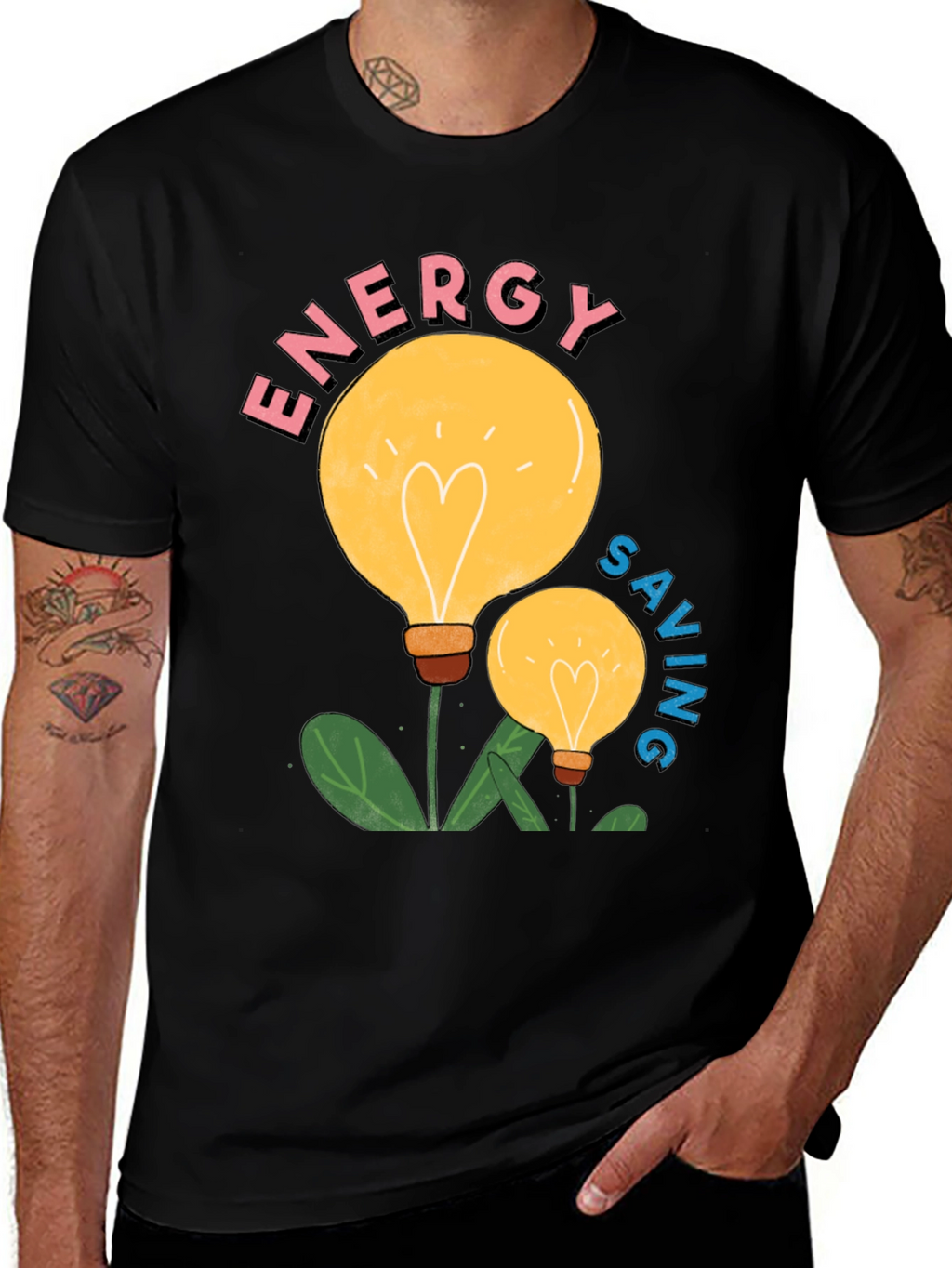 Energy Saving Light Bulb Graphic T-Shirt