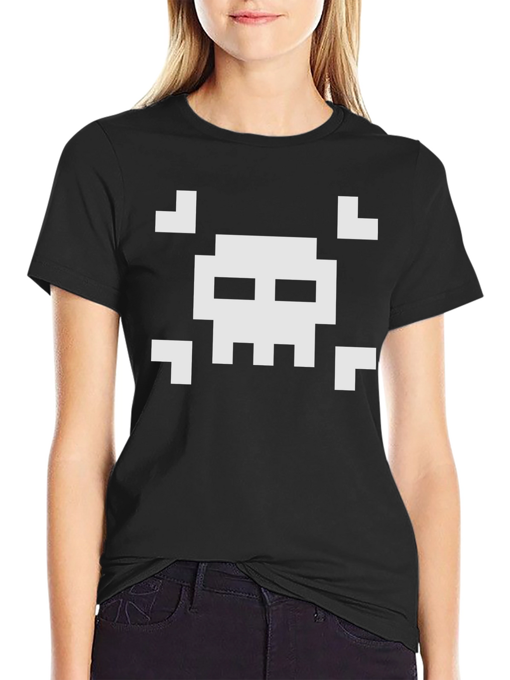 Pixelated Skull T-Shirt - Retro Gaming Style