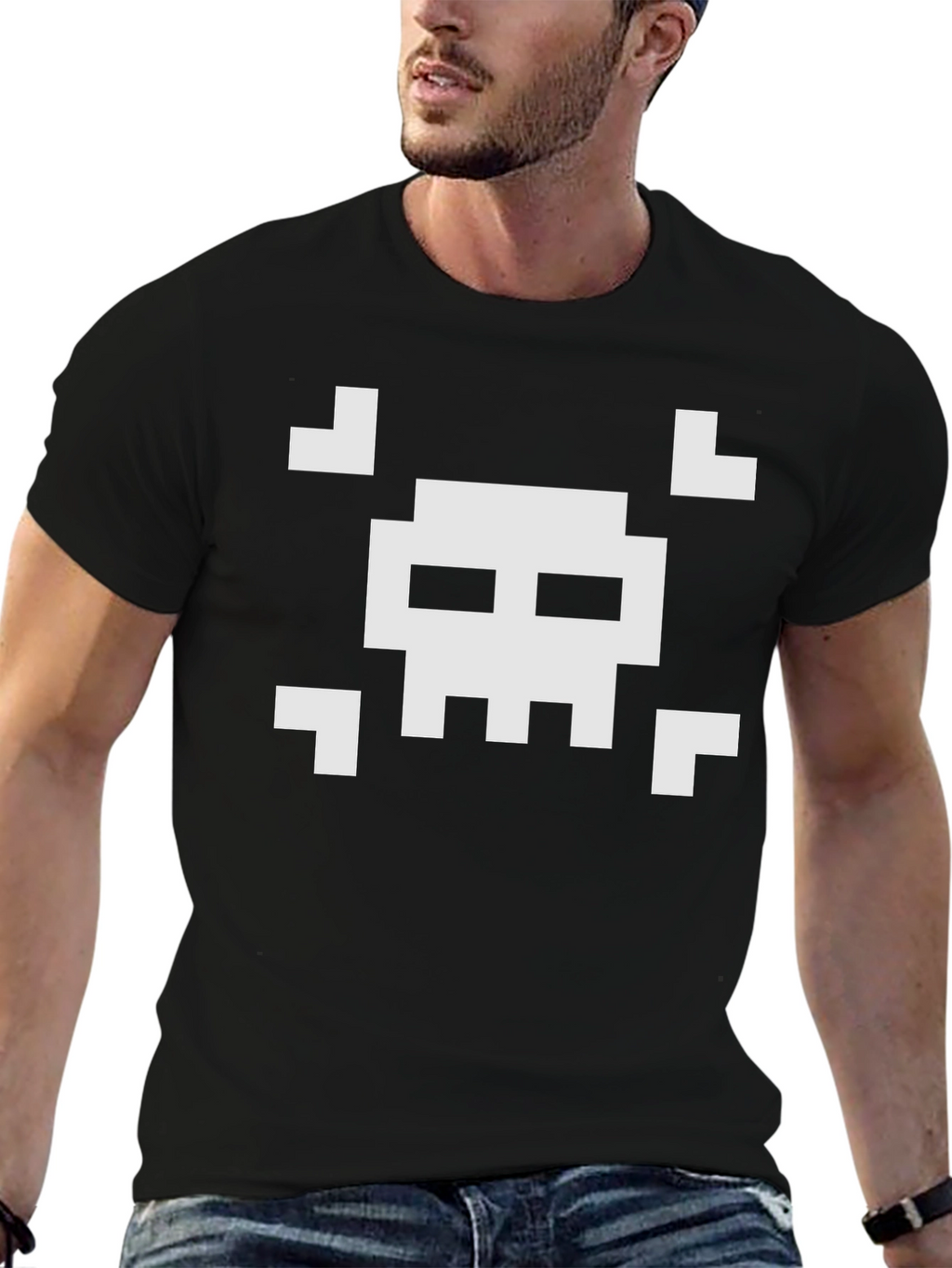Pixelated Skull T-Shirt - Retro Gaming Style